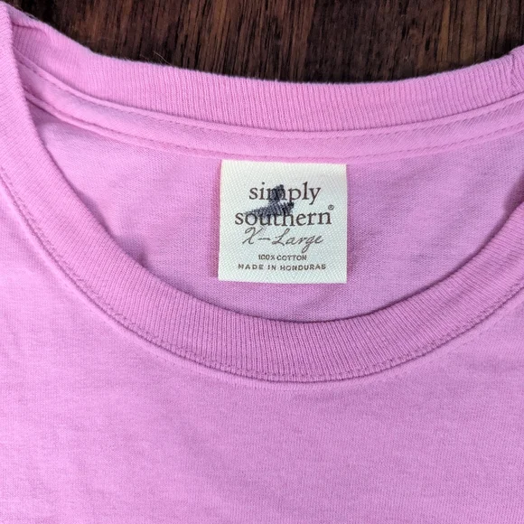 Simply Southern Pink Graphic T-Shirt with Smiley Flower Women's Size XL EUC - Picture 6 of 6